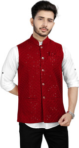 UNIQUE MOMENTS Sleeveless Embellished Men Jacket