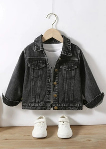 MiniBee Full Sleeve Washed Boys & Girls Denim Jacket