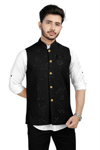 UNIQUE MOMENTS Sleeveless Embellished Men Jacket