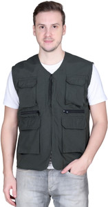 SANHOK Sleeveless Solid Men Jacket