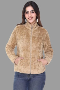 plush Full Sleeve Self Design Women Jacket