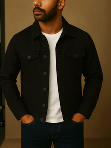 KASHIAN Full Sleeve Solid Men Denim Jacket