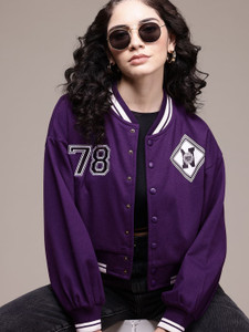 Roadster Full Sleeve Printed Women Varsity  Jacket