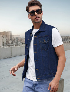 Urbano Fashion Sleeveless Solid Men Denim Jacket