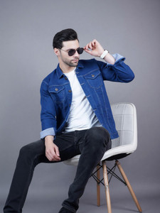 shre.ce Full Sleeve Solid Men Denim Jacket