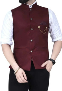 AGGARMENTS Sleeveless Self Design Men Jacket
