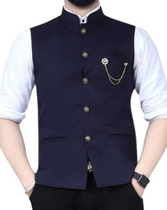 AGGARMENTS Sleeveless Self Design Men Jacket