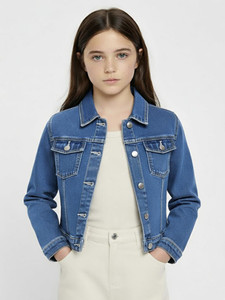 Clothify Full Sleeve Solid Girls Denim Jacket