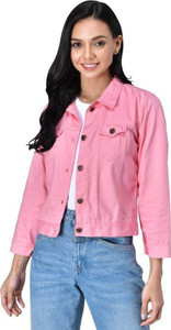 KASHIAN 3/4th Sleeve Solid Women Denim Jacket