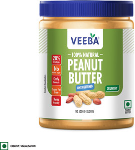 VEEBA Natural Peanut Butter Crunchy - Unsweetened,100% Peanuts