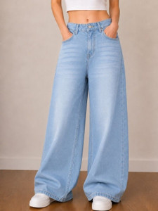 BEAUTEEY Wide Leg Women Light Blue Jeans - Image 5
