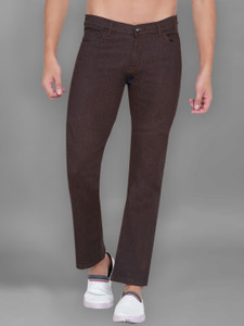 Dais Stretchable Straight Fit Men Brown Jeans