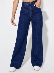 silver threads Boyfriend Women Dark Blue Jeans