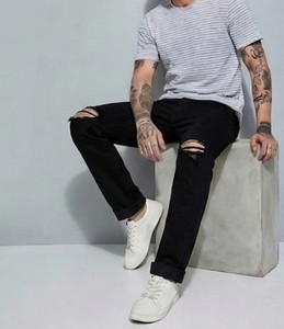 Gruff Skinny Men Black Jeans