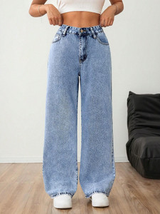 DENIM LOOK Flared Women Light Blue Jeans
