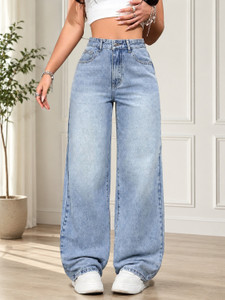 DENIM LOOK Women Flared High Rise Light Blue Jeans - Image 1