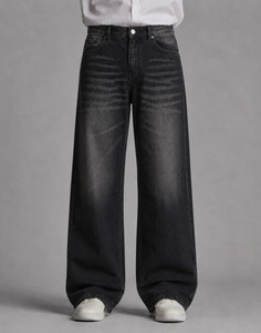 Veliume Wide Leg Black Jeans - Image 4