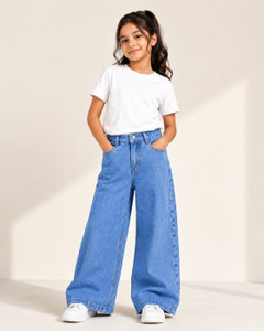 LittleRippers Wide Leg Girls Blue Jeans
