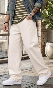 FLAYING Loose Fit Men Beige Jeans - Image 5