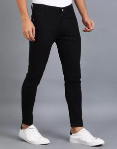 POKHINDA Skinny Men Black Jeans