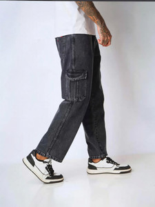 Playfeel Loose Fit Men Grey Jeans