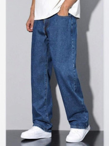 PODGE Loose Fit Men Dark Blue Jeans