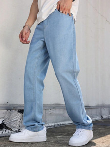 PERISFASHION Loose Fit Men Light Blue Jeans - Image 6
