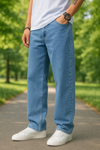 ANGERHOOD Loose Fit Men Light Blue Jeans