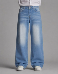 Veliume Wide Leg Men Light Blue Jeans - Image 4