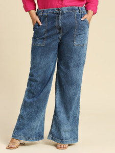 High Star Plus Size Flared Women Blue Jeans