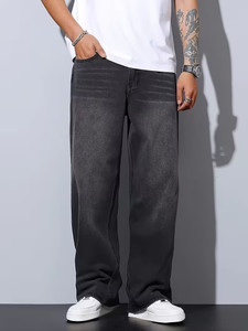 DENWOX Men Straight Fit Mid Rise Grey Jeans - Image 1