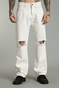 FoulChild Loose Fit Men White Jeans