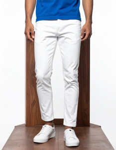 WHITE HAND Slim Men White Jeans