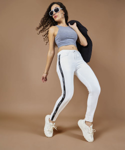 DOLCE CRUDO Slim Women White Jeans