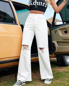 Star4well Straight Fit Women White Jeans
