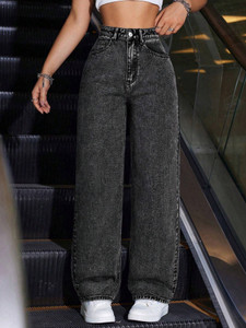 DENIM LOOK Flared Women Dark Grey Jeans