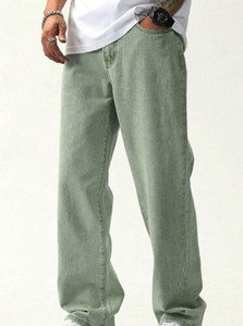 M Q Denim Loose Fit Men Light Green Jeans