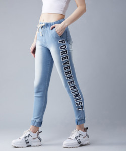 DOLCE CRUDO Jogger Fit Women Light Blue Jeans