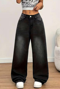 HUNTER & HAYES Wide Leg Women Black Jeans