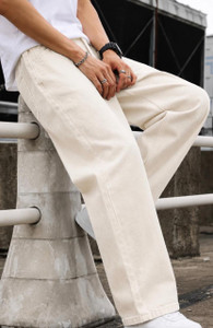 FLAYING Loose Fit Men Beige Jeans - Image 5