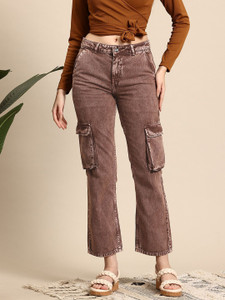 Mast & Harbour Straight Fit Women Brown Jeans