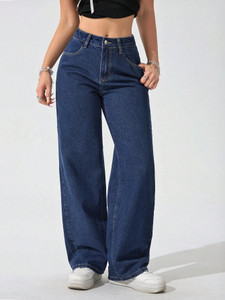 Pompous Flared Women Dark Blue Jeans