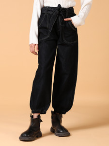 V-MART Jogger Fit Girls Black Jeans