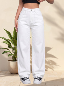 Stitch Factory Wide Leg Women White Jeans