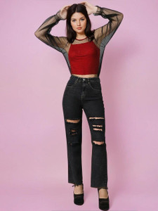 KOTTY Straight Fit Women Black Jeans