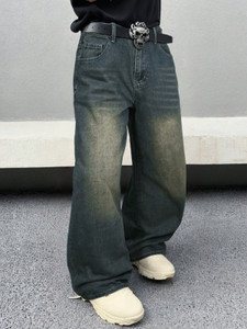 JJ Synthetics Wide Leg Men Dark Blue Jeans