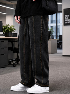 DENIM LOOK Baggy Fit Men Dark Grey Jeans - Image 1