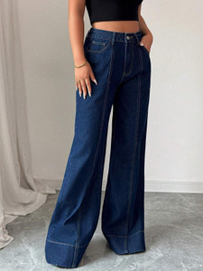 Leriya Fashion Flared Dark Blue Jeans - Image 5