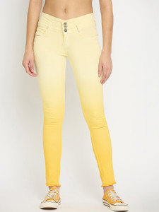 NOVIO Skinny Women Yellow Jeans