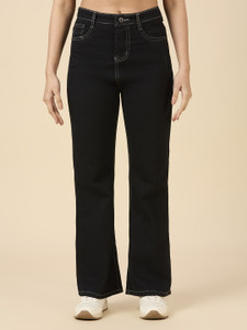 3BUTTERFLIES Boot-Leg Women Black Jeans